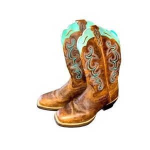 Justin Boots brown/turquoise leather